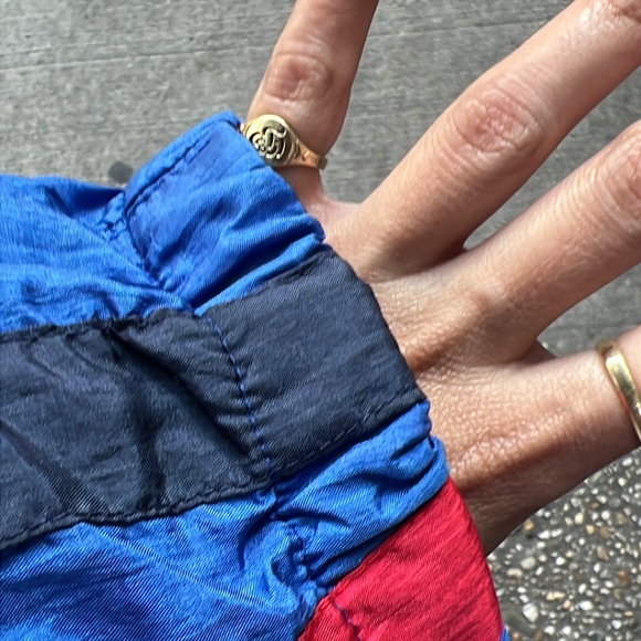 Retro blue and red windbreaker with sequins - Picture 3 of 3